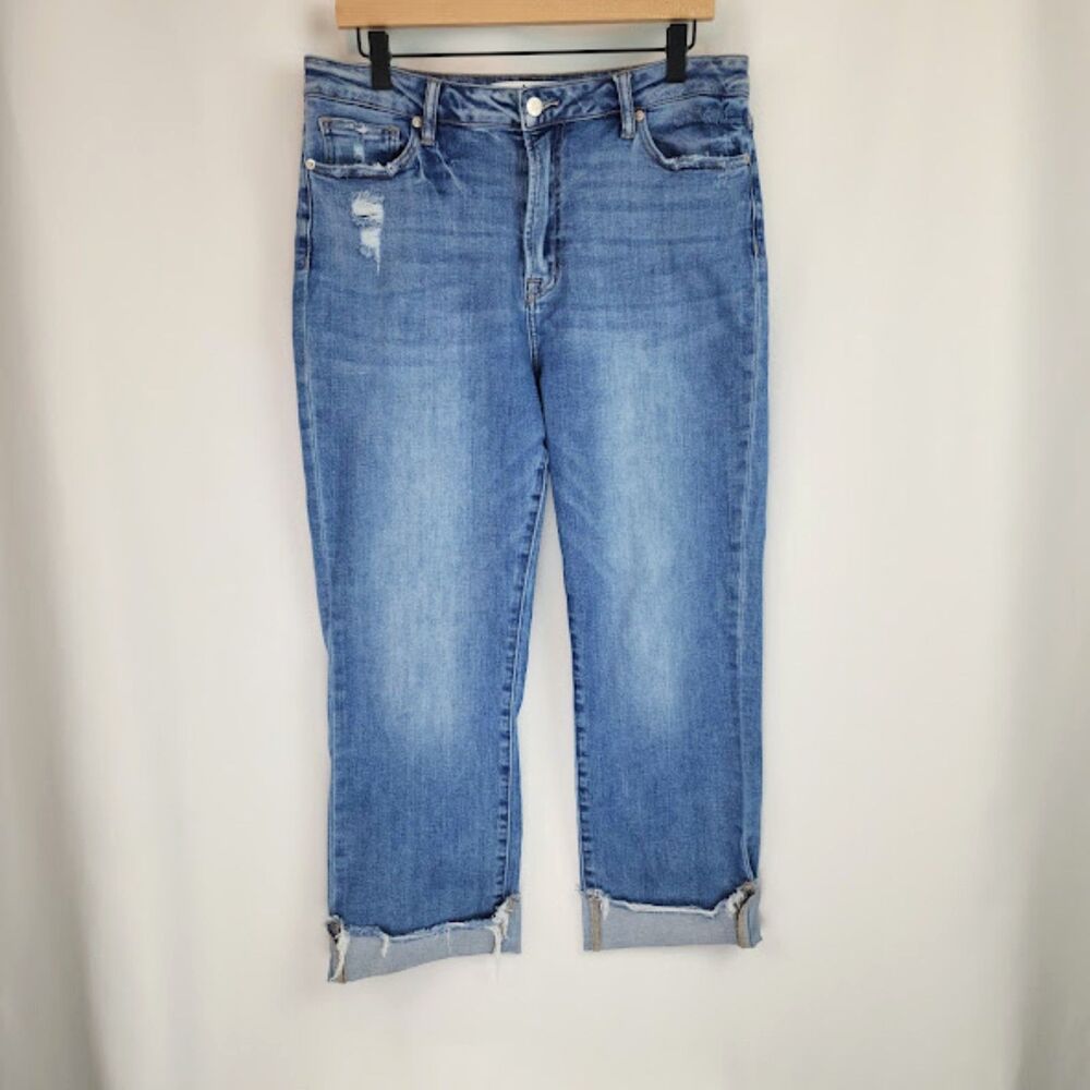 Mica Women's Rolled Raw Hem Denim Blue Jean Capri Pants Size 31